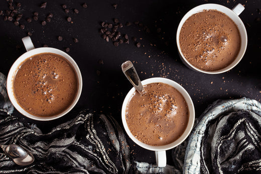 A cozy cup of Sleepy Hot Chocolate, rich and creamy with a soothing blend of cocoa, perfect for winding down and promoting restful sleep.