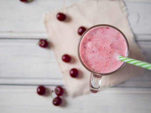 A delicious Cherry-Mocha Smoothie, blending the rich flavors of cherries and mocha for a creamy, indulgent drink with a refreshing twist.